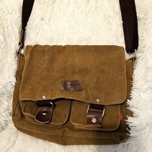 Messenger bag, canvass leather trim.
